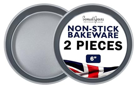 Great British Bakeware 2 Pack 6 Superior Double Coated Non-Stick Victoria Sandwich Cake Tin, Straight Sided, Baking, Oven Safe, Round Cake Tin, Fixed Base, PFOA & BPA Free Cookware, Made in England
