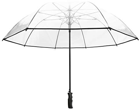 SMATI Großer Transparenter Golfschirm - Solide; Durchmesser= 124cm; Automatische Öffnung; Herren-/Damenschirm; Für 2 Personen; Gesäumte Farbe SCHWARZ.