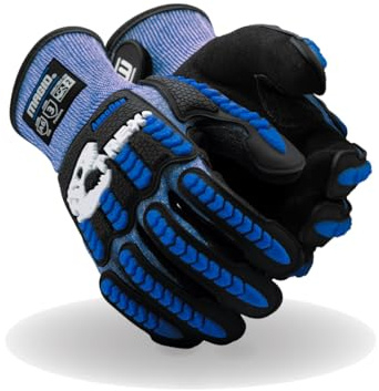 Magid Glove & Safety T-REX Flex Series ANSI A6 AeroDex Shell Impact Glove, 1 Pair, NitriX Coated Palm, Size 9/L, Blue, TRX685