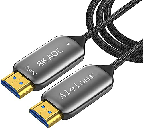 Aieloar Câble Fibre Optique HDMI 30m,Haute Vitesse 48Gbps Câble HDMI 2.1 Supporte 3D/8K @60Hz/4K@120Hz