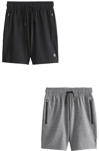 NEXT Niños Pack de 2 Pantalones Cortos de Deporte Ligeros Negro/Gris 14 Años