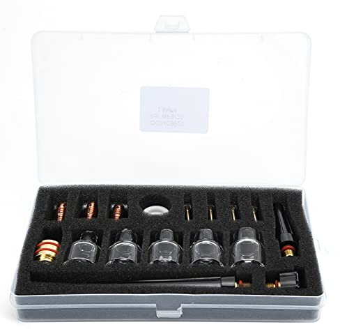 Schweißbrenner-Zubehör-Kit, WIG-Schweißbrenner Stubby Gaslinse Glasbecherdüse Wolfram-Klammer-Kit Führungsstück für WP9/20