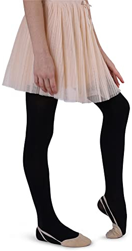 NOQ Flickor velours strumpbyxor 50 DEN ogenomskinliga damer osynlig tå dans gymnastik skola Isadora, Nero, 104/116 cm