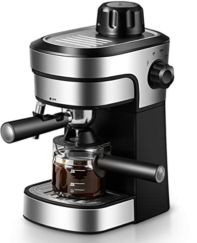 Drip Coffee Machine Compact Coffee Brewer 2-in-1 Coffee Maker Cup with Milk Frother with Glass Espresso Coffee Machines Multiple Functions for Moka/Cappuccino/Tea for Home & Office Silver