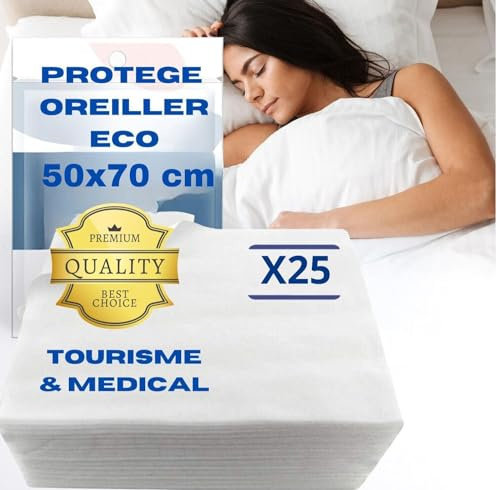 Protezione per cuscino igienico 50 x 70 cm | Set di 25 federe usa e getta | protezione anti compiacimenti - acari - allergia - capelli - microbi e batteri | Igiene biancheria da letto medica e turismo