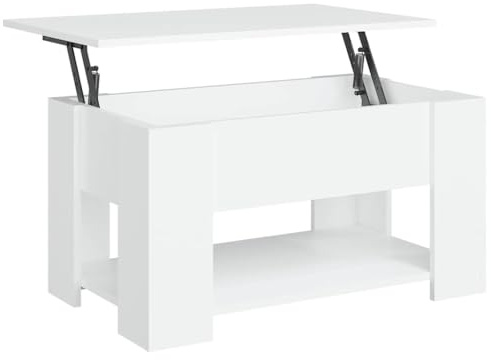 vidaXL Table Basse Bout de Canapé Table d'Appoint Table de Salon Meuble de Salon Salle de Séjour Intérieur Bois d'Ingénierie Blanc 79x49x41 cm