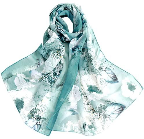 FAIRYGATE Chiffon Scarf Green Scarfs for Women Lightweight Soft Sheer Long Head Wrap All Season Ladies Scarves 39014