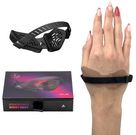 DELTAHUB Carpio G2.0 - ergonomische Handgelenkauflage für Rechtshänder, mit Silikonband, Handgelenkstütze, Reduziert Überstreckung, Ermüdung & Handgelenkschmerz, leichtes Gleiten – Small/Schwarz
