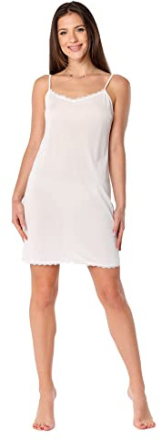 Bellivalini Mujer Enagua con Encaje Petticoat Camisón BLV50-256 (Ecru, S)