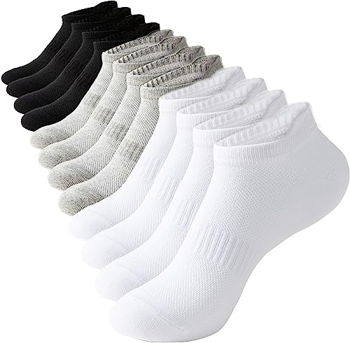 Irisbear Ankle Socks for Women Running Athletic Low Cut Tab Sports No Show Socks 6-Pairs White/Black/Gray