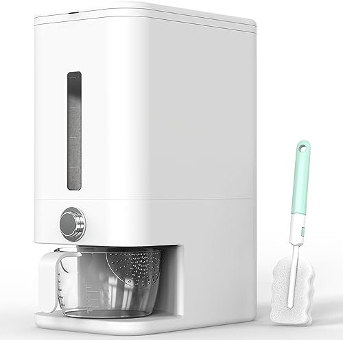 Retail Blade 11,3 kg Reisspender – luftdichter Getreide- und Reisbehälter mit einfach zu bedienender Dosierung, Messbecher und Schwamm – schwarzes Design