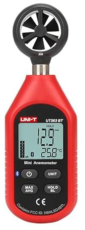 UNI-T UT363 UT363BT Mini Handheld Anemometer with Bluetooth Digital Wind Anemometers Speed Measurement Temperature Tester (UT363BT)