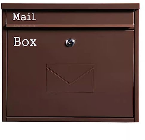 Abschließbarer Briefkasten zur Wandmontage, Briefkästen für Den Außenbereich, Verzinkter Stahl, Rostfrei (36 X 10,5 X 32 cm) (Color : Brown)