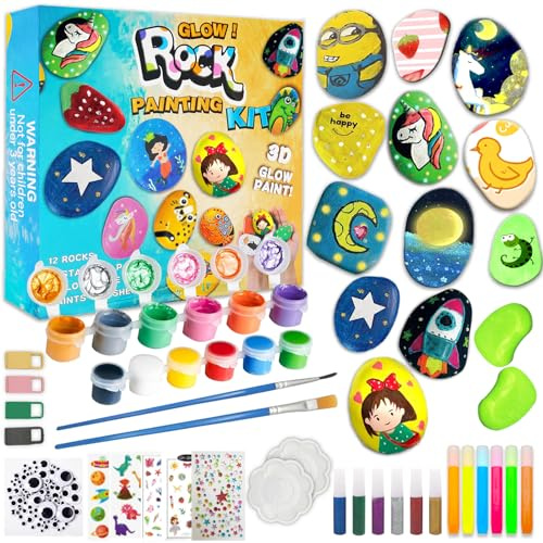 Shrubz The Best Crafts Rockmaler-Set, Kunst und Handwerk für Kinder und Erwachsene, ungiftig, Dekosteine zum Malen
