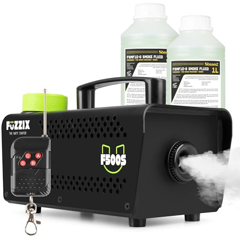 Fuzzix F500S Máquina de Niebla con Mando a Distancia y 2L de Líquido de Niebla, 500 W Máquina de Humo para Fiestas, Inalámbrica, Máquina de Niebla, Máquina de Humo, Bodas, Máquina de Niebla Halloween