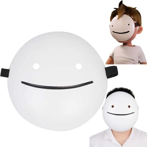 Unisex Halloween Dream Mask Anime White Smile Dream Masks Full Face Mask Helmet Cosplay Props Party Accessories (9 inch)