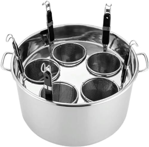 Pentole, Set Cuocipasta a 5 Fori, Pentola Cuocipasta in Acciaio Inossidabile con Cestello a 5 Inserti per Utensili da Cucina per Cucina Domestica e Ristorante (Argento)