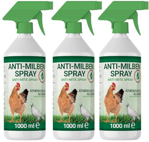 3X 1000ml Milbenspray für Geflügel wie Hühner & Vögel - Sofort & Langfristig gegen Parasiten, bei Akut & Vorbeugung (3X 1000ml)