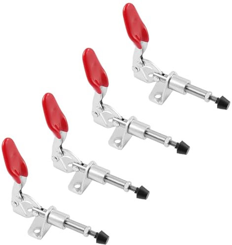 4 Stück Kniehebelspanner Schnellspanner Set Kniehebelklemme Push Pull Action Handwerkzeug Waagrechtspanner Vertikale Clamp Schnellspannwerkzeug für Maschinenbetrieb Zimmerei Schweißen