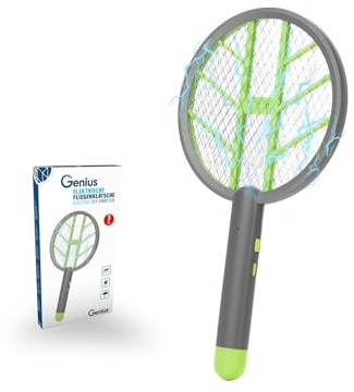 Genius Elektrische Fliegenklatsche Mückenklatsche Set 3-TLG., Insektenschutz Insektenklatsche stark, Akku Aufladbar USB, Mückenschutz für Garten Camping Outdoor Zuhause