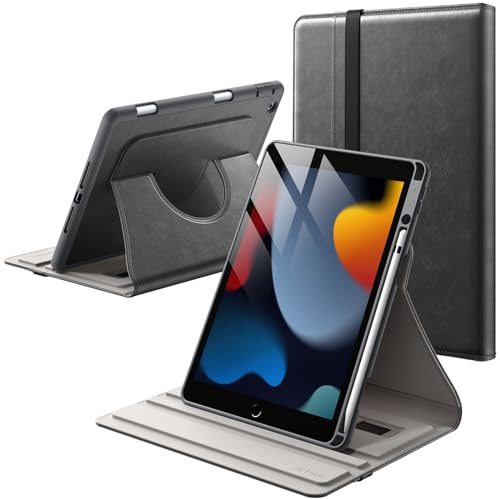 JETech Drehbare Hülle für iPad 9./8./7. Gen 10,2, Space Grau
