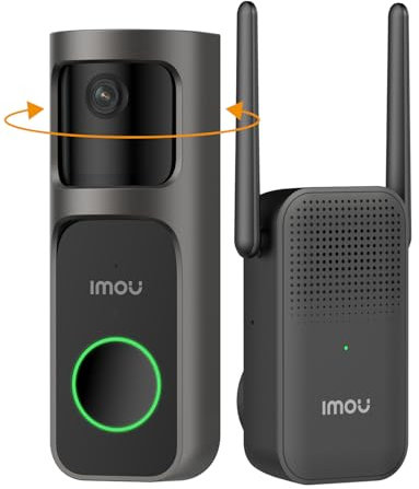 Imou DB2S Video Doorbell Camera 2K WiFi with Chime, 3MP Night Vision 5m, AI Person Detection App Alert, 30° Pan Lens 166° Wide Angle, Two-way Audio