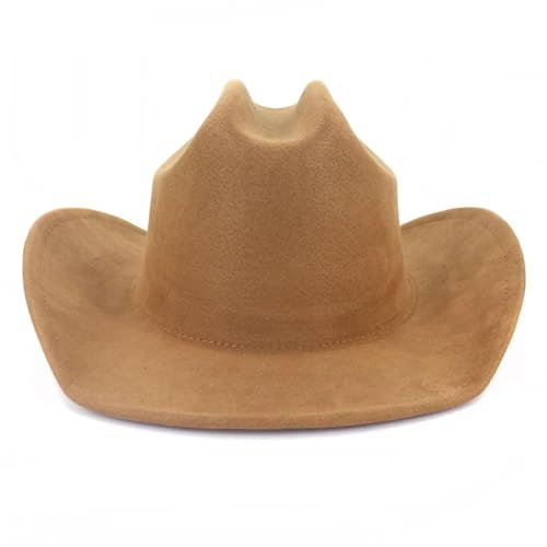 FULUJIDI Fedora Trilby Filzhut Hut Westlicher Cowboy Hut Männer Frauen Vintage Gentleman Lady Jazz Cowgirl Panama Sonnen Kappe Breit Krempe Cloche Kirche Fedora Hüte Adults59-60Cm Khaki