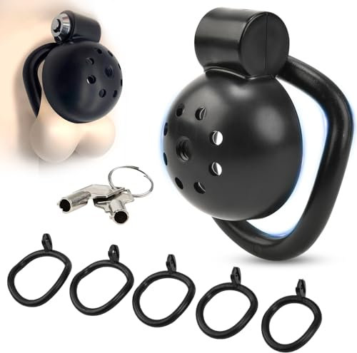 BDSMAGE Chastity cage per uomo, Gabbia castità per sissy, gabbia castità con 5 Anelli per il Pene Rimovibili, gabbietta di castità per Prevenire L'erezione, SM bondage slave sex toys
