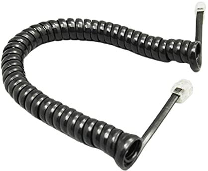 WHKM 4-core Coiled Wire Phone Handset Cable Telephone Connection Line RJ9 1.85m/72.8in Black