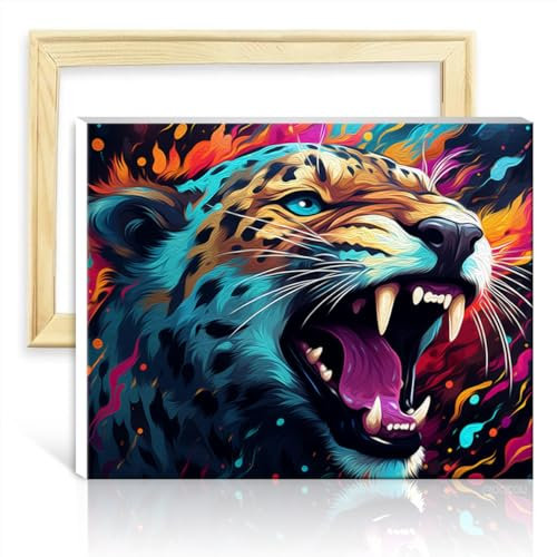 TANGFEIY Paintting Cheetah Canvas Digitales Ölgemälde zum Selbermachen mit Pinseln und Acrylpigmenten auf Leinwand, Gemälde für Erwachsene, Kunsthandwerksprojekt, ohne Rahmen (30 x 40 cm)