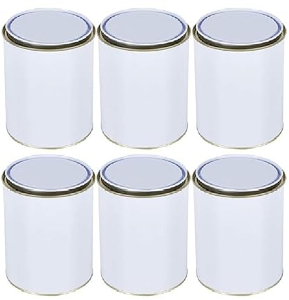 RED STAR Empty Tin Cans Metal Paint Cans Mixing White With Metal Lever Lid 250ml 500ml 1L (6, 1L)