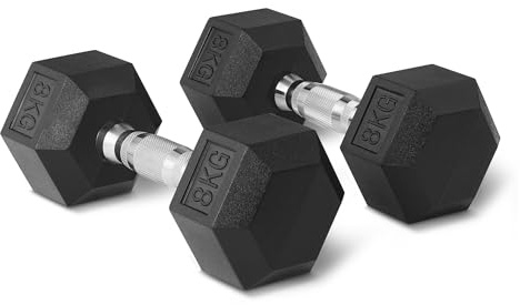 Amazon Basics haltères hexagonaux recouverts de caoutchouc set, 8 kg, Noir