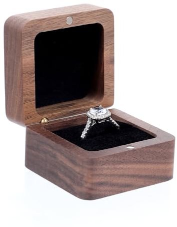 Prasacco Personalized Square Ring Box for Engagement and Wedding Ceremony, Single Slot Proposal Gift