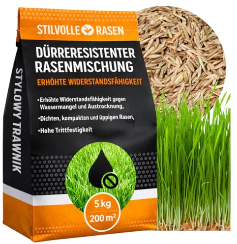 STYLIZER Rasensamen Schnellkeimend Frühjahr 5 kg - Robust Grassamen Trockenresistent Sonnig für bis zu 200 m² - Turbo Rasensaat Winterhart - Schnellwachsender und Dürreresistenter Rasen Samen