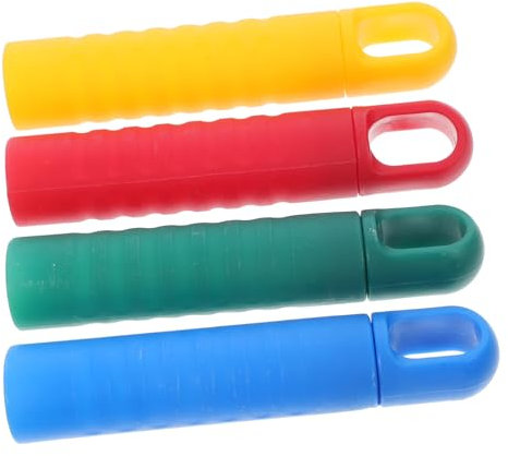 GOOHOCHY 4pcs Mop Handle End Caps with Mounting Holes, Plastic Broom Accessories Replacement Grips for Sweeping Broom and Mop Rod Handles, Blue Red Yellow Green, Suitable for Household Cleaning