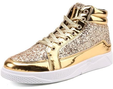 MODSGUE Herren Pailletten Sneaker Glitzer Schuhe Flache Low Outdoor Laufschuhe Schnürsenkel Walkingschuhe Sportschuhe Turnschuhe Joggingschuhe Schlupfschuhe Sommerschuhe