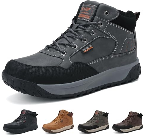 ARRIGO BELLO Botas de Invierno Botas de Nieve Caliente para Hombre Antideslizantes Zapatos de Senderismo Montañismo (Gris 43)