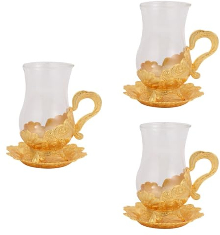 VALICLUD 3sets Retro Tea Cup Set for Afternoon Tea Delicate Beverage Cups Classical Design for Home Dining
