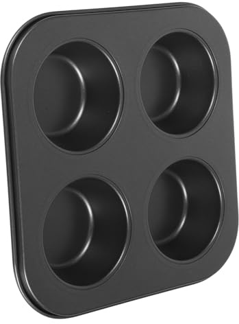 MUCKLILY Non-Stick 4-Grid Muffin Cupcake Baking Tray Oven Mold Black Muffin Cup Baking Pan for Home