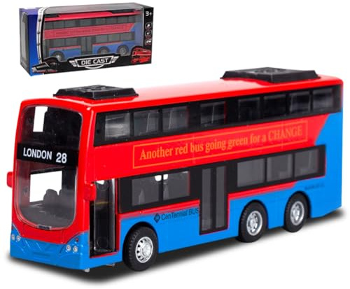 OZXVXZO 1:70 - Bus à deux étages en alliage rouge - Mini voiture jouet - Jouet éducatif - Cadeau d'anniversaire pour enfants