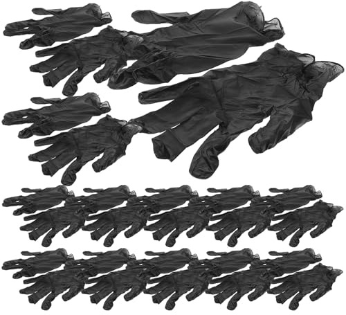 FUTUREORYY 100PCS Black Latex Disposable Gloves Medical Grade High Flexibility Protective Gloves for Laboratory Maintenance Medical and Body Search Use