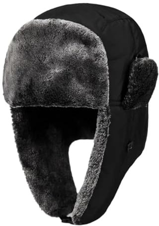 UBOHUZ Winddichte Winter-Bombermütze mit Ohrenschutz, verdickte Herrenmütze Ohrenklappen, Ski-Accessoires, Dicke Sturmhaube, Outdoor-Sport FüR Jagd