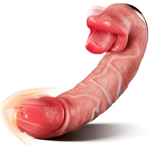 Dildo Vibratore, Dildo Realistico - Sex Toys per Donna & Coppia, 3in1 AI-Sync Dildo con Riscaldamento, 10 Modalità Leccata & Spinta per G-Punkt, Soft Silikon Sexytoys Donna