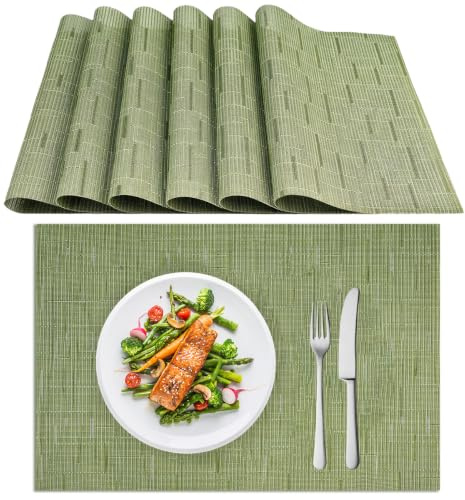 Juego de 6 Manteles Individuales Lavables, 45x30 cm | Antideslizantes y Resistentes al Calor, Mantel Individual PVC Rectangular, Salvamanteles Individuales de Mesa para Cocina