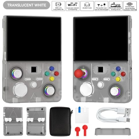 Console portatile retrò che supporta oltre 18000 titoli classici schermo IPS HD da 4,5 pollici 30+ emulatori TF card fino a 64 GB e batteria 4000 mAh (trasparente)