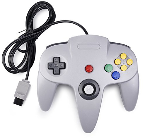 KIWITATA Classic N64 - Mando a distancia con cable N64, compatible con consola de video retro N64, color gris