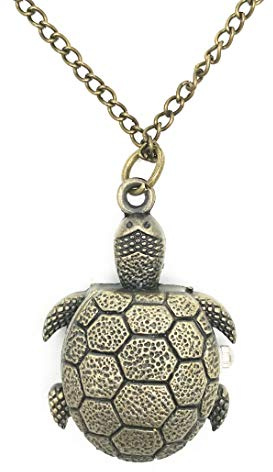 Xmhf antico vintage retrò bronzo tartaruga ciondolo collana catena orologio da tasca al quarzo
