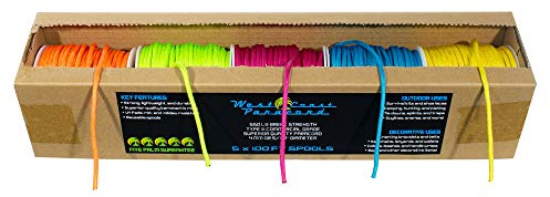 West Coast Paracord Paracord-Box-Set, Typ III, 100 Fußspulen in 5 Farben, 250 kg