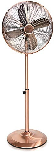 Navaris Metall Standventilator mit 40cm Rotor - höhenverstellbar - neigbar - oszillierend - 3 Geschwindigkeiten - Stand Ventilator im Kupfer Design
