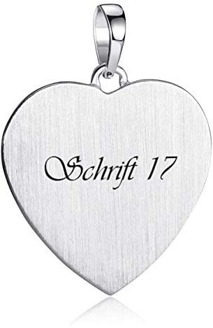 MATERIA Herz Anhänger mit Gravur groß - 925 Sterling Silber matt Dog-Tag Gravurplatte in Box KA-458-Schrifttyp 17